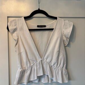 Fancyinn Cream Ruffle Blouse